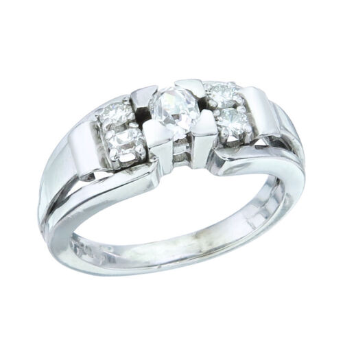Ring Altschliff Diamant und Diamanten 585er Weißgold Antik - Bild 1 von 3