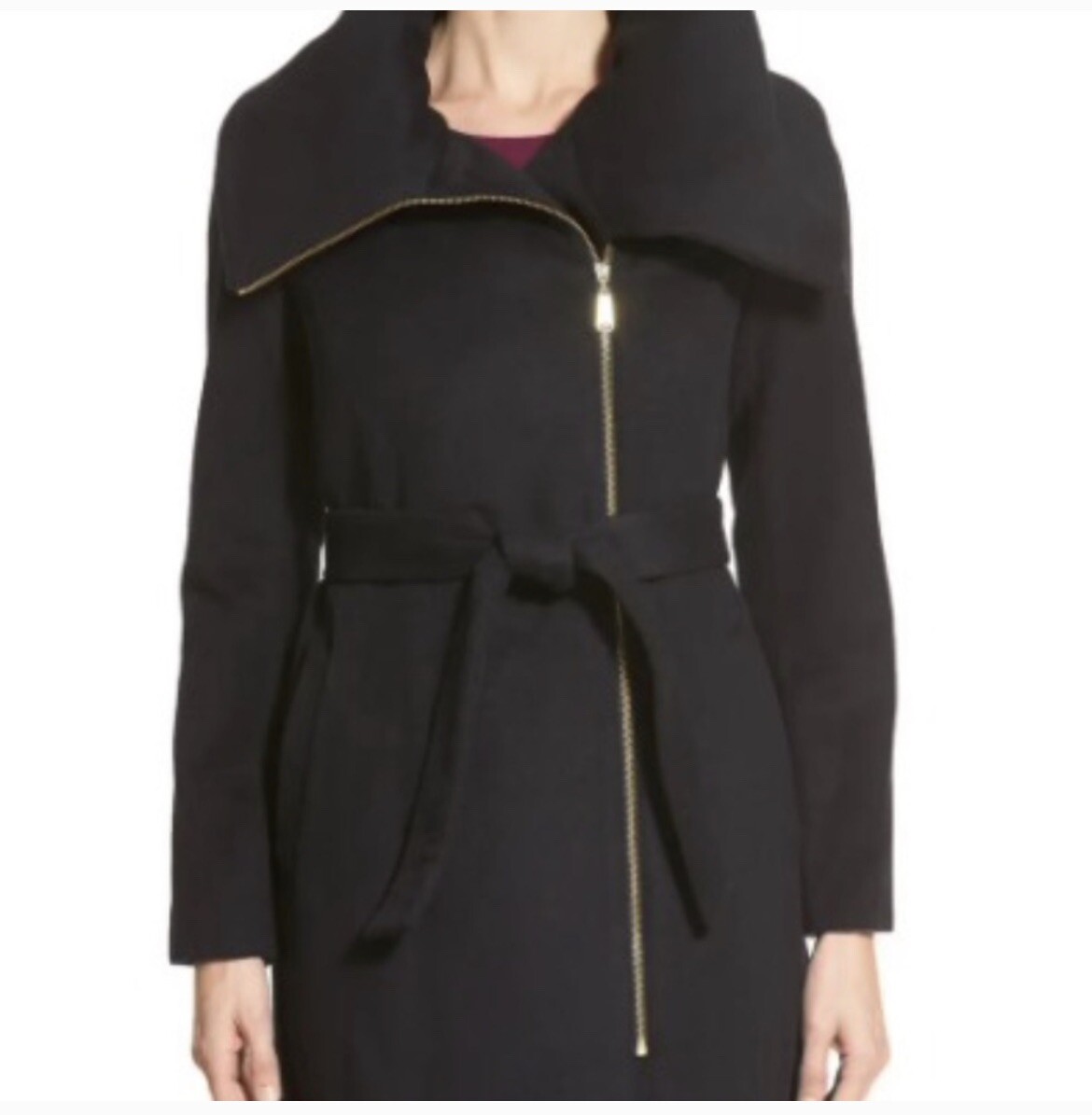 cole haan boucle hooded wrap coat