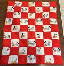 Vintage Handemade Disney Baby Bedding Quilt Blanket Mickey Minnie Donald Daisy