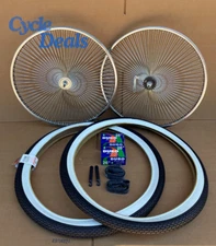 Bicycle 26" Steel Chrome 140 Wheels + Tires + Tubes Set CRUISER LOWRIDER OG Bike