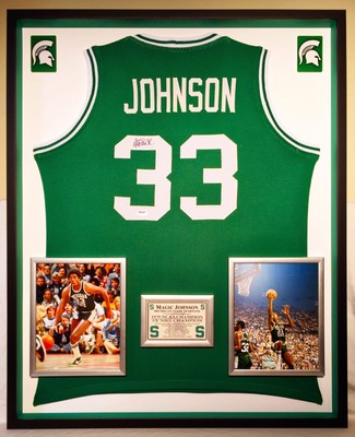 magic johnson signed michigan state jersey