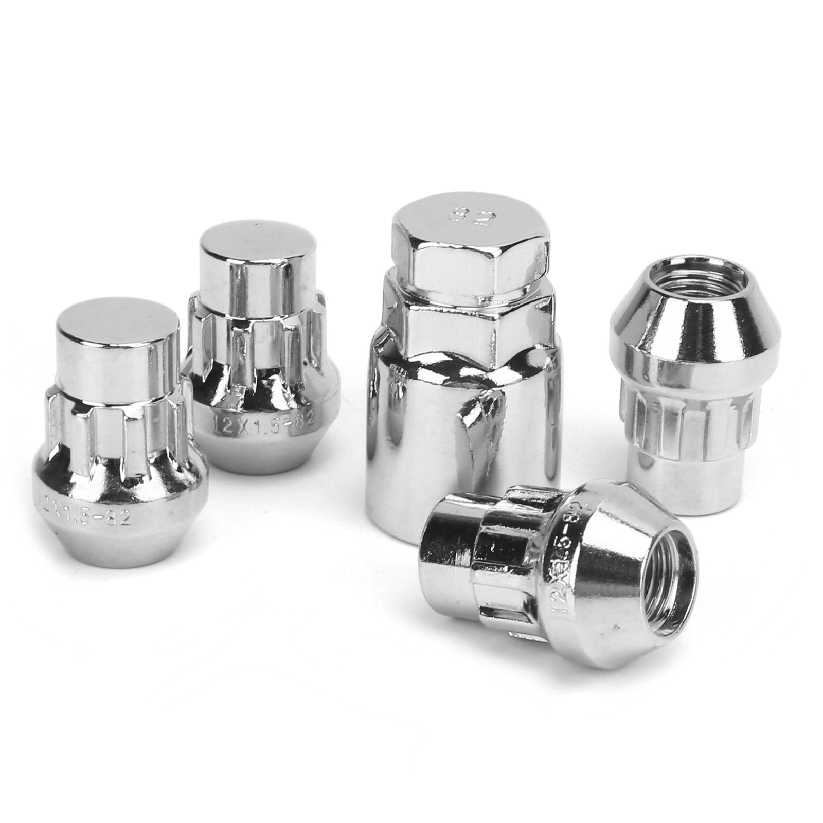 Chrome Cone Wheel Locks 4PCS Car Wheel Nut Locks M12x1.5MM 32MM Height