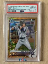 2021 Bowman Chrome 1st gold mojo EDDY DIAZ #d 8/50! Colorado Rockies PSA 10