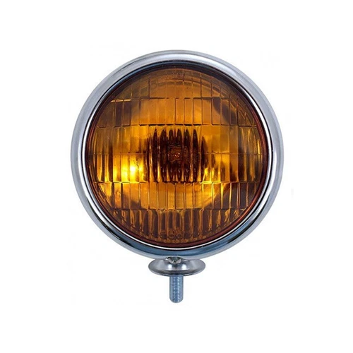 Chrome Vintage Classic Amber 5" Fog Light Housing Halogen H3 Bulb Glass Lens 12V - Picture 1 of 3