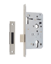 UNION 60mm Backset Euro Deadlock - 90mm CASE - Satin - Square forends