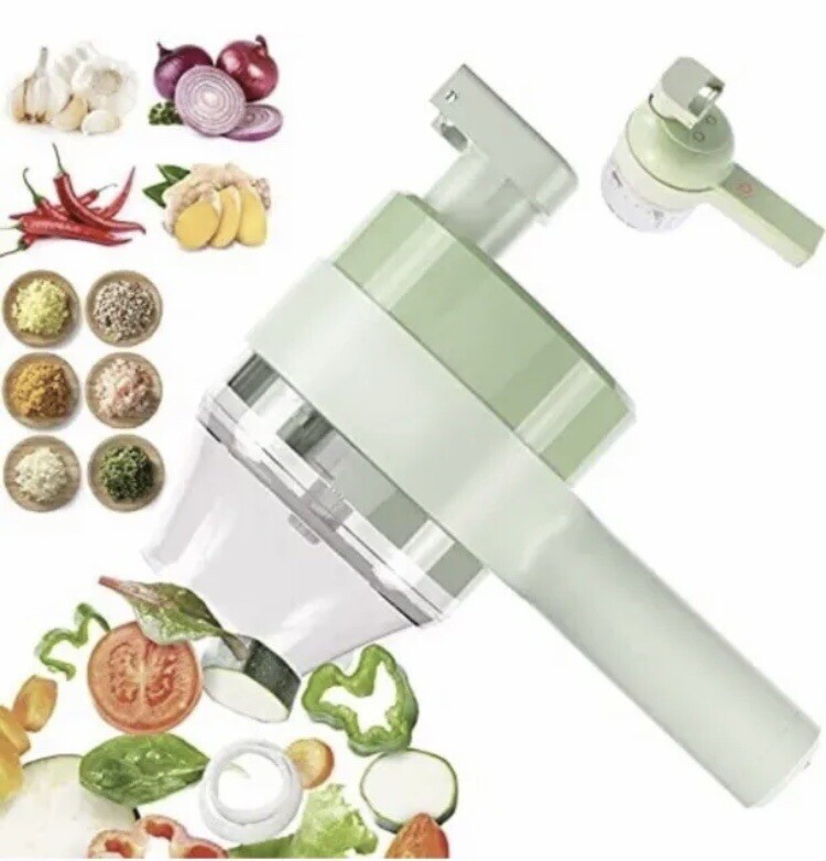 4 in 1 Handheld Electric Vegetable Cutter Set USB Charger Ginger Grinder Masher