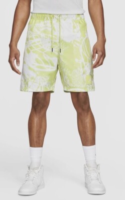 Nike Jordan Flight Men s Printed Pool Shorts Limelight Sz 2XL CZ4749-352