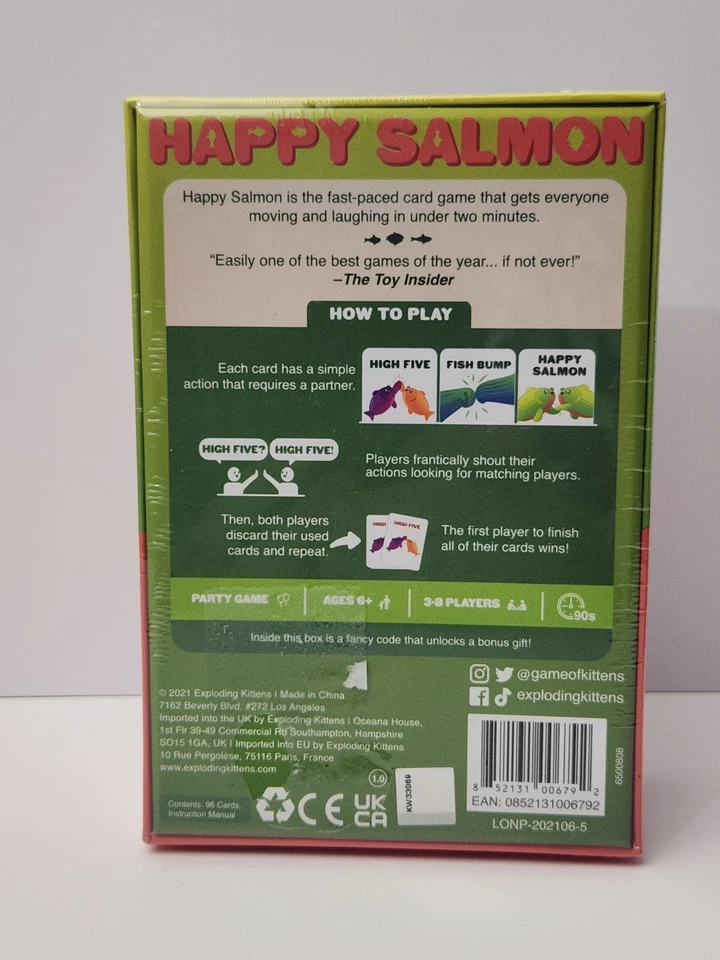 Happy Salmon 90 Second Party Card Game By Exploding Kittens 3-8 Players SEALED - Image 2 of 4