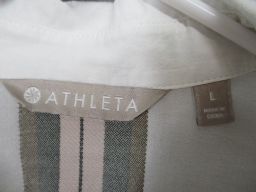 Athleta Womens Top Large Button Up Front Pocket Stripe On The Back Blouse Career - Picture 8 of 12