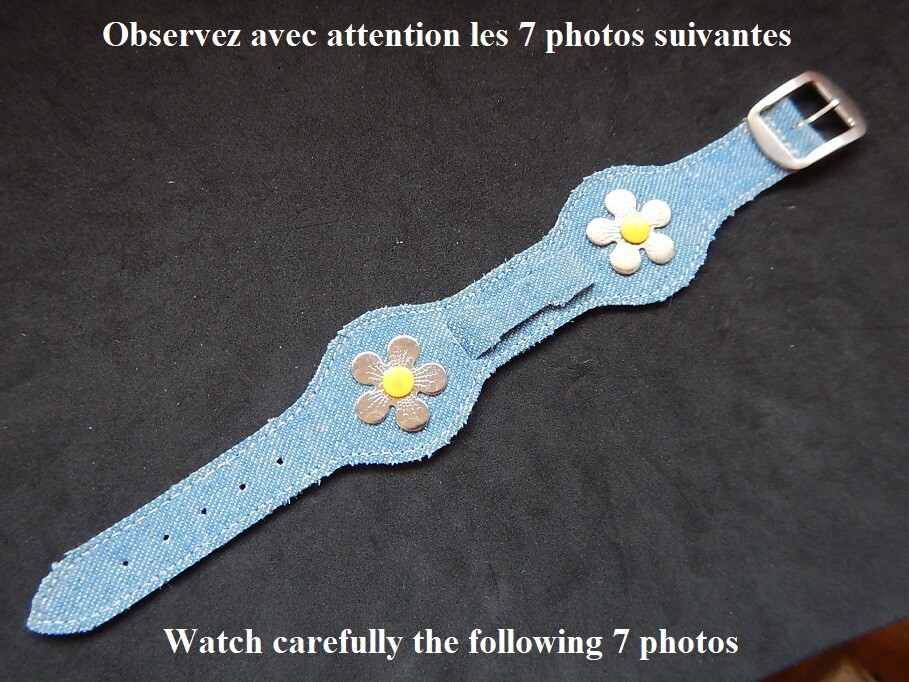 Bracelet hippie bleu jean 10mm 12mm avec lanière de force pour montre rétro