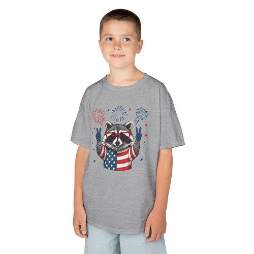 Patriotic Raccoon Kids Tee, Fourth of July Graphic T-Shirt, Children's Shirt - Picture 6 of 9