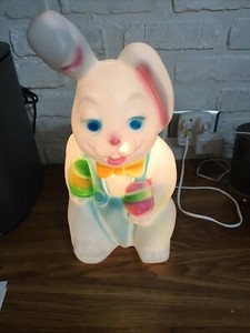Vtg Empire Easter Bunny Blow Mold 15" W/Light Carolina Enterprises Rabbit w/ Egg