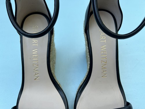 Stuart Weitzman Nudist Wedges 5.5 Square Toe Heels Black Shoes Espadrille Wedges - Picture 5 of 8