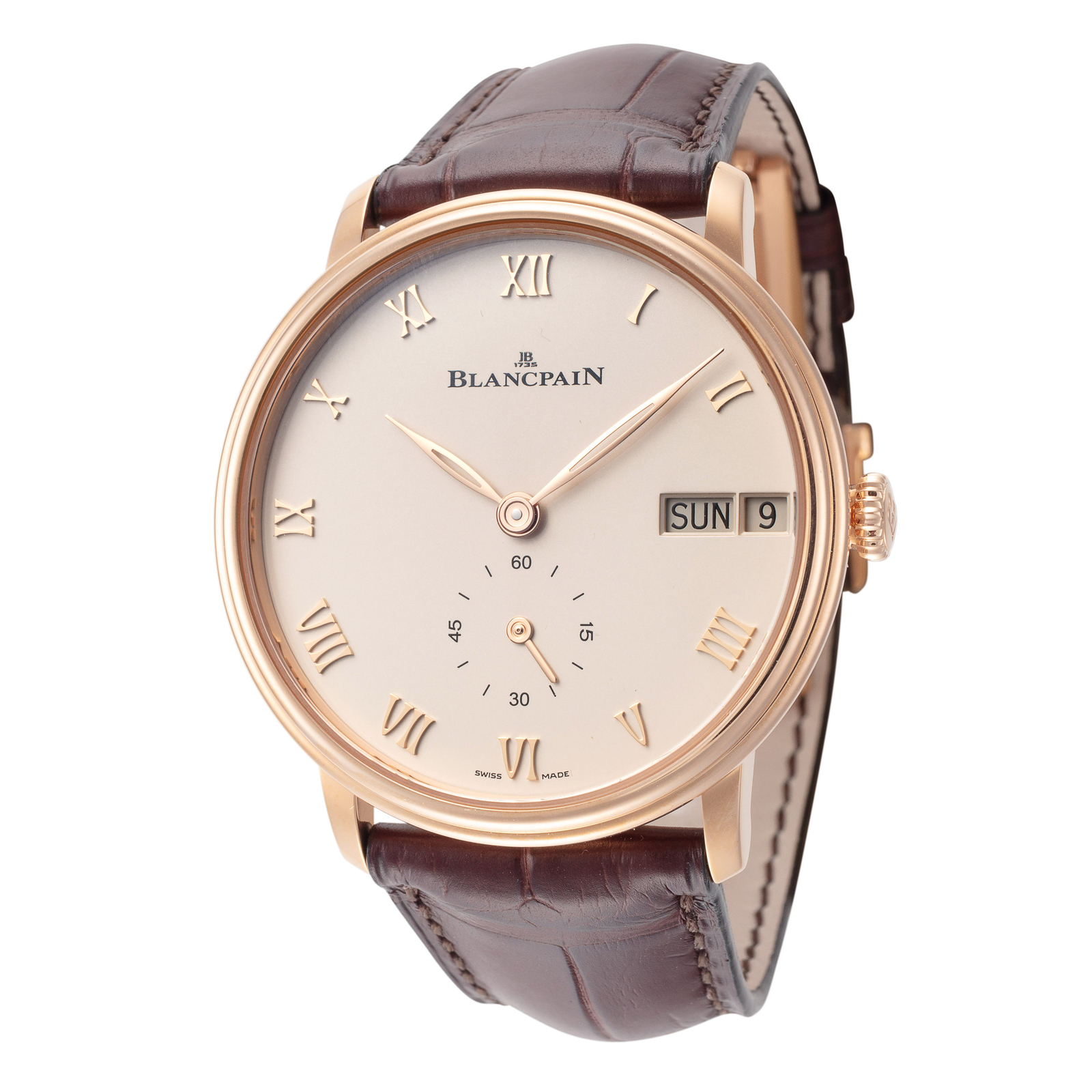 Мужские часы с автоподзаводом Blancpain 6652-3642-55B Villeret из розового золота 18 карат, 40 мм