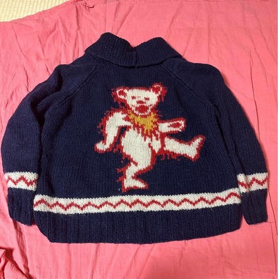 GRATEFUL DEAD Bear Cowichan Sweater Knit Navy Size Free | eBay 