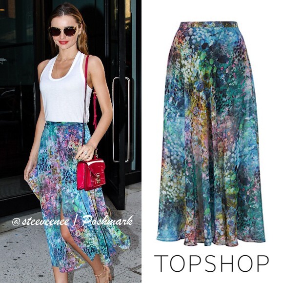 Topshop Blurry Watercolor Floral Maxi Skirt ASO Miranda Kerr US12