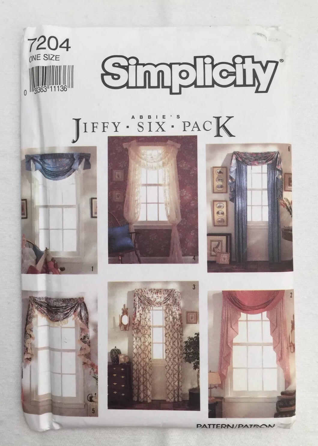 3 Vintage 1990's Pattern Window Treatments Butterick Jabot Swag Cafe