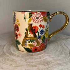 Rifle Paper Co for Anthropologie Floral and Gold Monogram "A" Mug