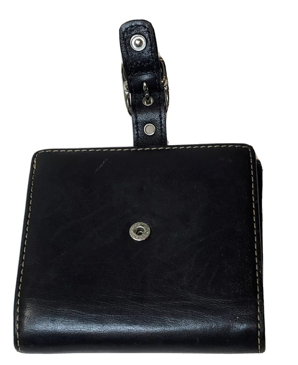 Vintage Coach Black Leather Money Wallet Snaps Closures P/O | eBay