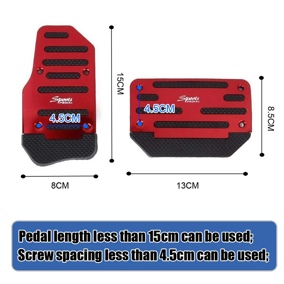 2x Cubierta de pedal de freno de pedal automático antideslizante rojo para accesorios de automóvil Foto 2 de 4