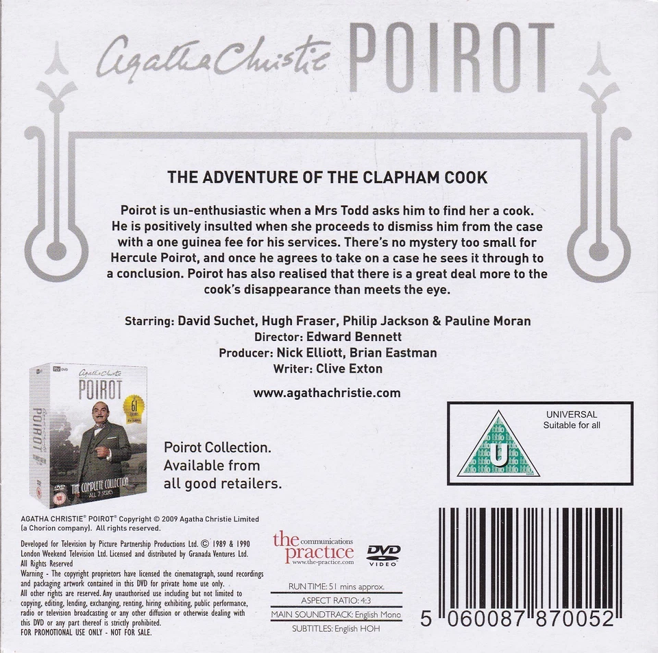 POIROT The Adventure Of The Clapham Cook ( DAILY MAIL Newspaper DVD ) - Bild 2 von 3