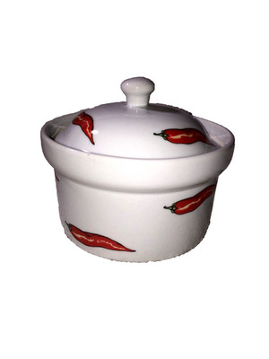 Cordon Bleu Chili Pepper Decorated Casserole dish 1 quart
