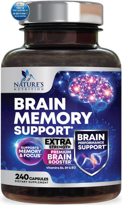 Brain Memory Supplement Pills - 3X Strength Nootropics 240 Count (Pack of 1)