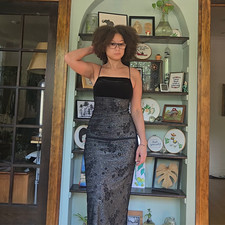 Vintage Velvet Metallic Maxi Dress Roberta Size Med