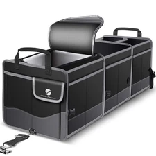 Trunk Organizer with Cooler Collapsible Trunk Storage Container with Non Slip...