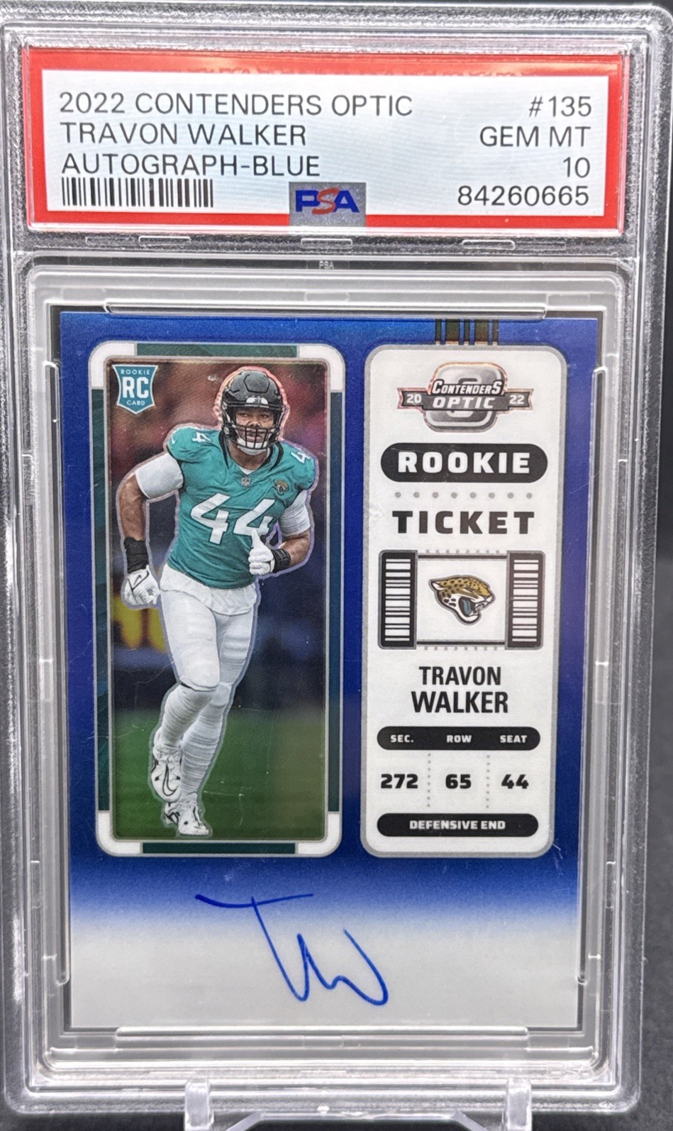 Travon Walker Panini Contenders Optic #135 Autograph-Blue