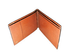 World Renown Designer ALEXTRA Natural Tan Leather BiFold Wallet, Italy Made