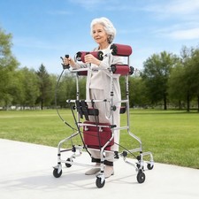 Andador con ruedas femenino para ancianos, altura ajustable 8 ruedas ayuda a la movilidad 220 lb