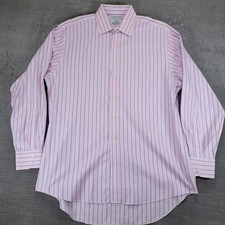 CHARLES TYRWHITT Classic Pink Blue Stripe Non Iron Dress Shirt Mens 16.5 35
