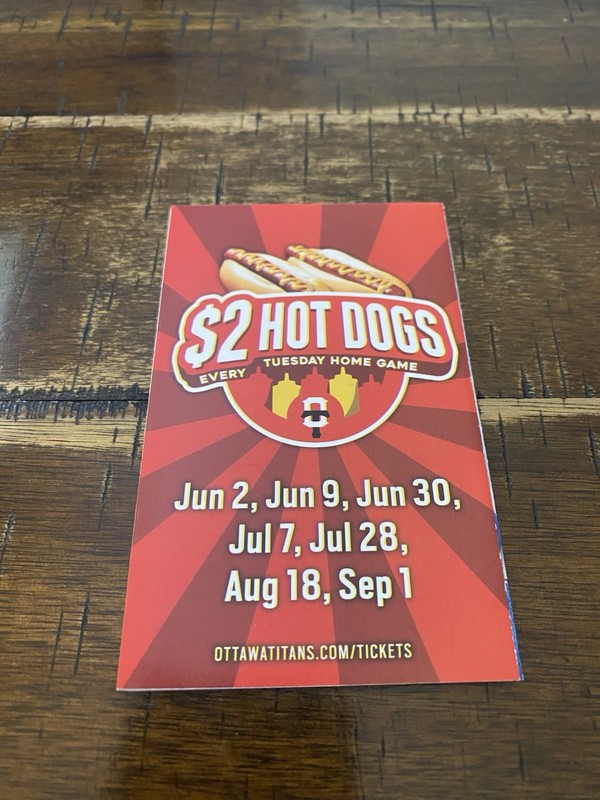 Ottawa Titans 2026 Frontier League Pocket Schedule 