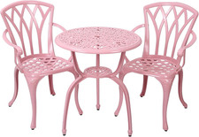 3-Piece Cast Aluminum Patio Bistro Set, Outdoor Rust-Resistant Furniture with 2