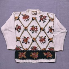 Crystal Kobe Vintage Floral Knit Sweater L/G ...