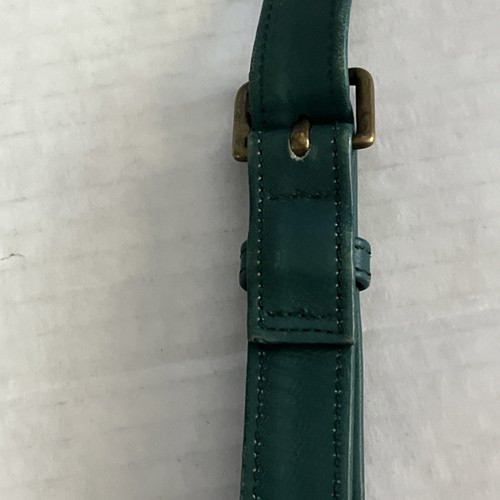 Vtg. Laura Ashley USA Purse Green Leather Flap Brass Shoulder HandBag Crossbody - Imagen 11 de 18