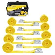 Lashing Tie Down Strap 8PK 1" x 12FT Cam Buckle Tie Down up to 600lbs, Yellow...
