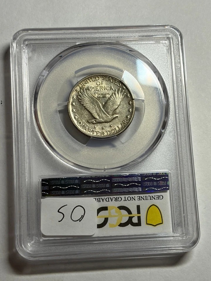 Cuarto de cuarto Standing Liberty 1917 tipo 2 graduación profesional detalle AU variedad más dura Foto 2 de 4