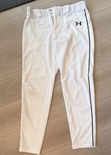 Under Armour Youth Unisex Baseball Pants White/Black Piping Size XXL