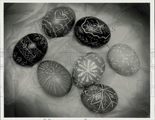 1988 Press Photo Display of colored Easter Eggs, West Springfield, Massachusetts