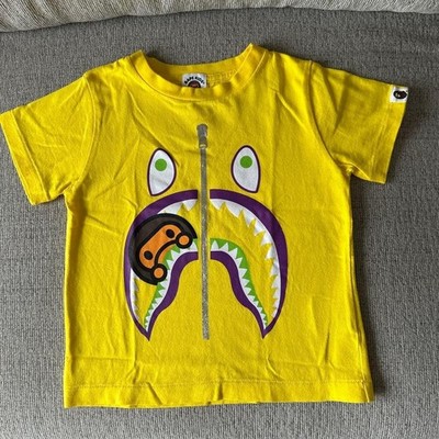 Authentic BAPE KIDS Yellow Shark T-Shirt 110cm (US Size 5) A Bathing Ape Used