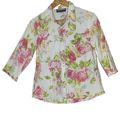 Y2K Vintage Floral Shirt 90s Size M Button Up  Boho Cottagecore Retro Simona