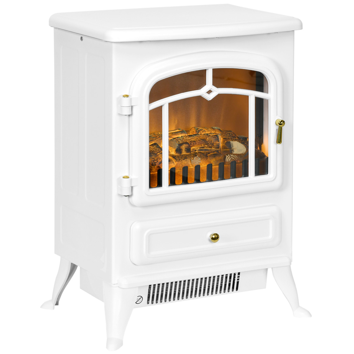 Homcom White Modern Electric Fireplace, Freestanding Electric Stove Fire With Flame Effect, 950/1850W, - Image 2
