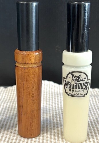 Birdhouse calls qty 2 Ken White, speck calls Plastic/Wood, Black,White & black