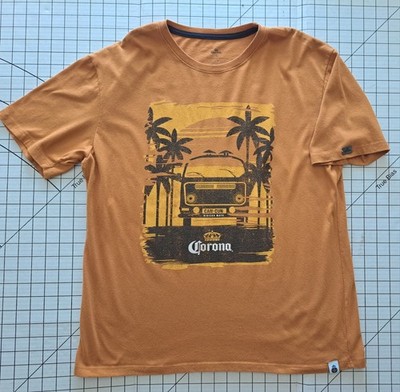 Corona CAN CUN VW Bus T Shirt Size Large Burnt Orange BIN08