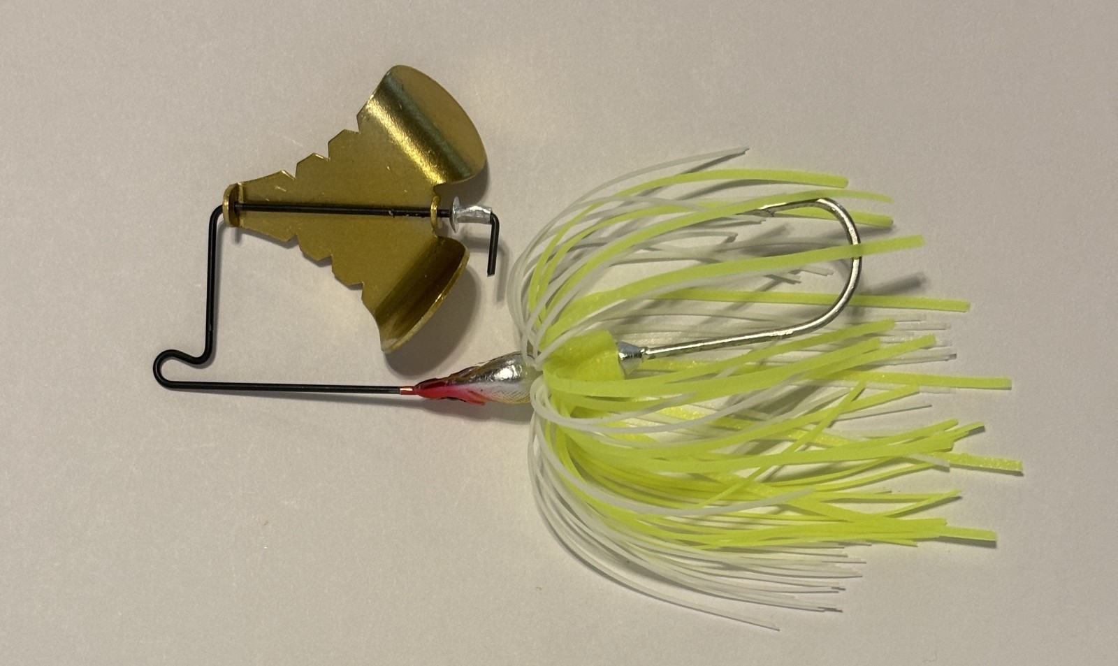 Terminator T-1 Titanium Buzzbait 1/4 oz White/Chart, Gold Blade, New w/o Pkg - Image 2