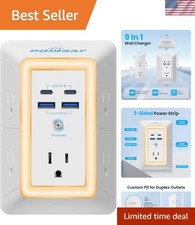 Multi Plug Outlet Surge Protector - 5 Outlet Extender with 4 USB Ports2 USB-C...