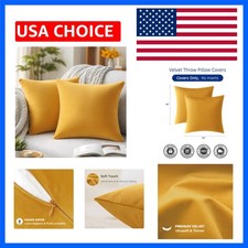 Luxurious Mustard Yellow Velvet Pillow Covers 18x18 Set of 2 for Cozy Elegance
