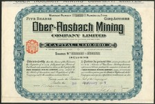 Germany, Ober-Rosbach Mining Company Limited, 5 Shares of &pound;1, 1907